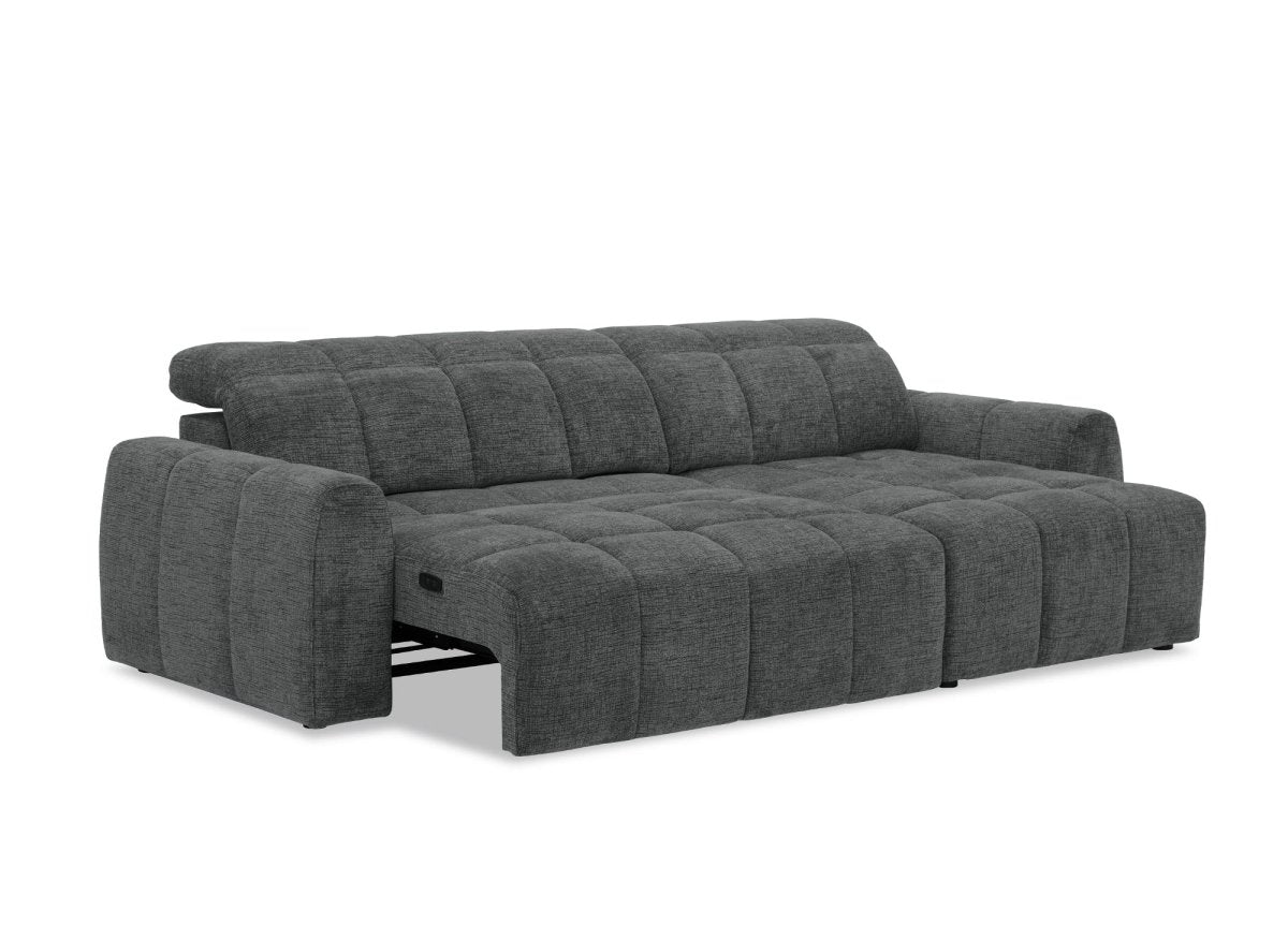 Canapé d'angle relax électrique en velours chiné gris DANIA - Angle droit - DécoInParis