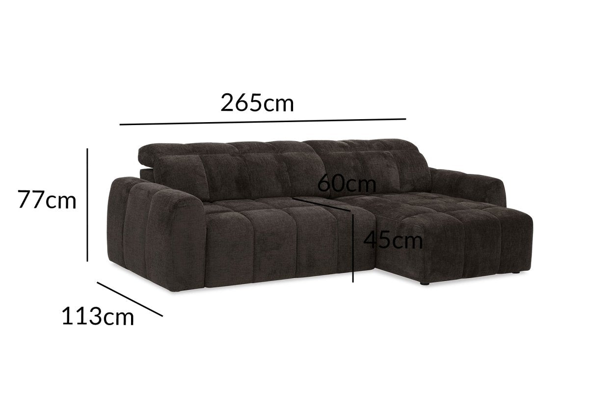 Canapé d'angle relax électrique en velours chiné marron DANIA - Angle droit - DécoInParis