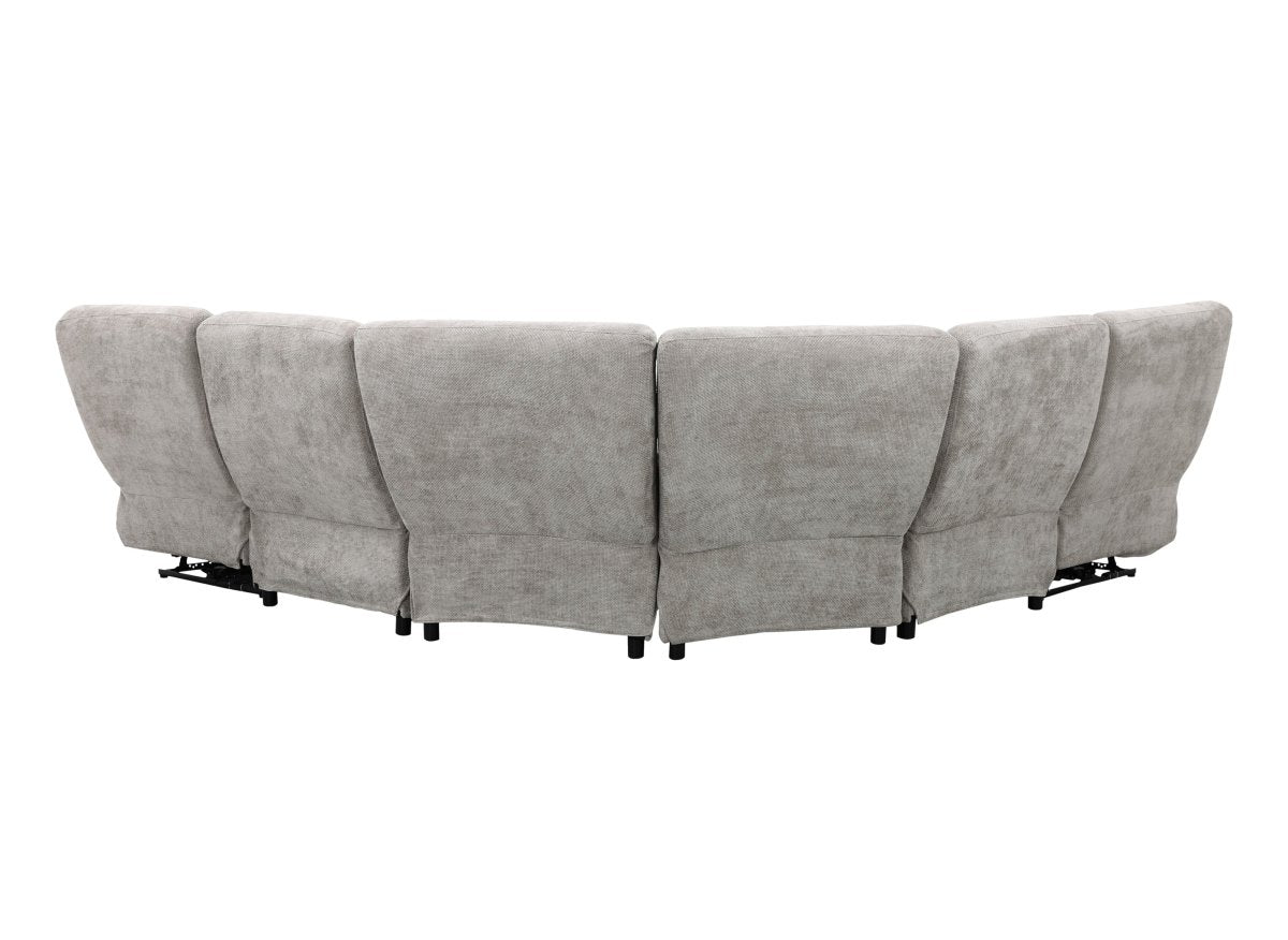 Canapé d'angle relax électrique en velours chiné taupe PALMIRE - DécoInParis