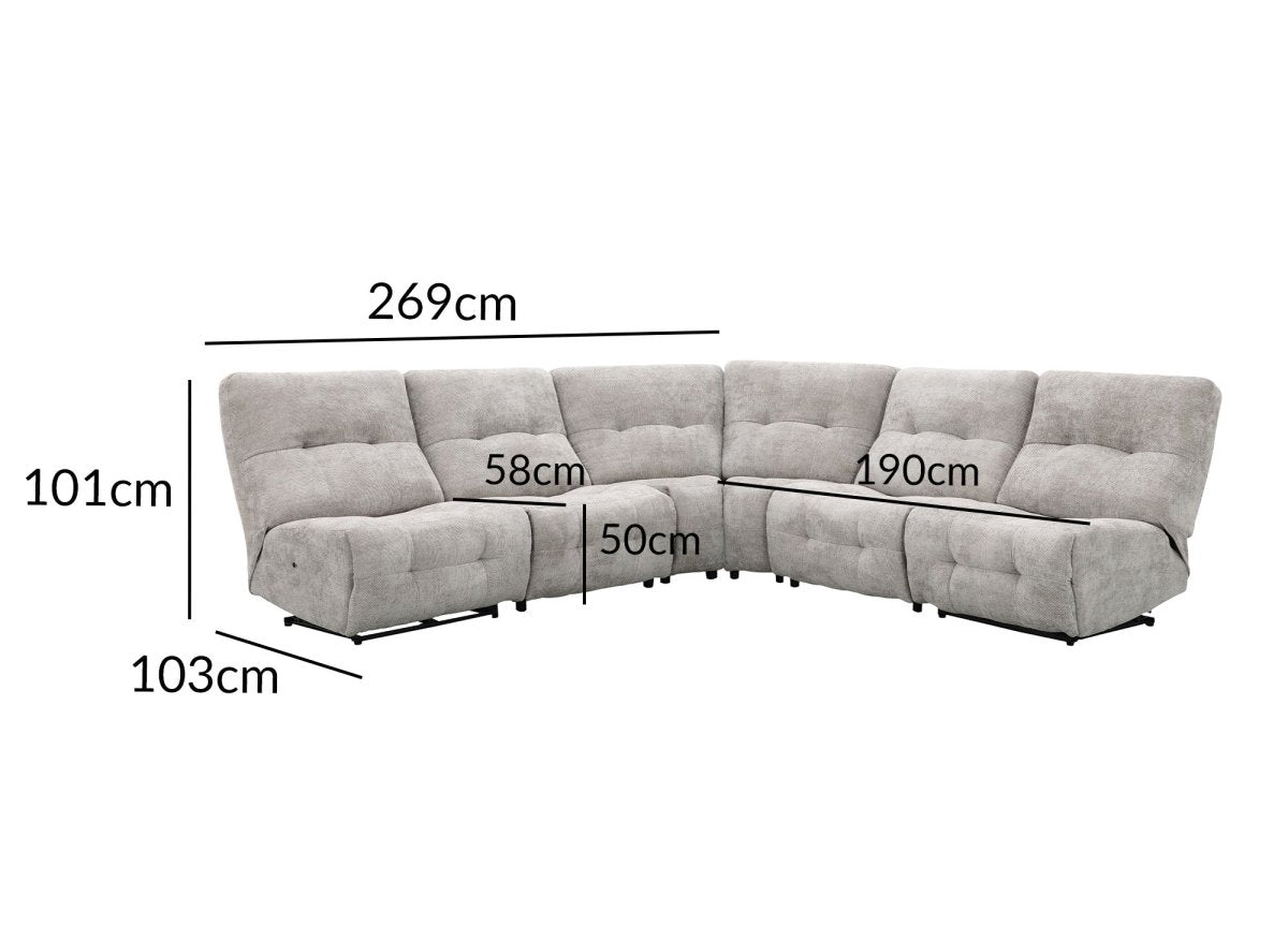 Canapé d'angle relax électrique en velours chiné taupe PALMIRE - DécoInParis