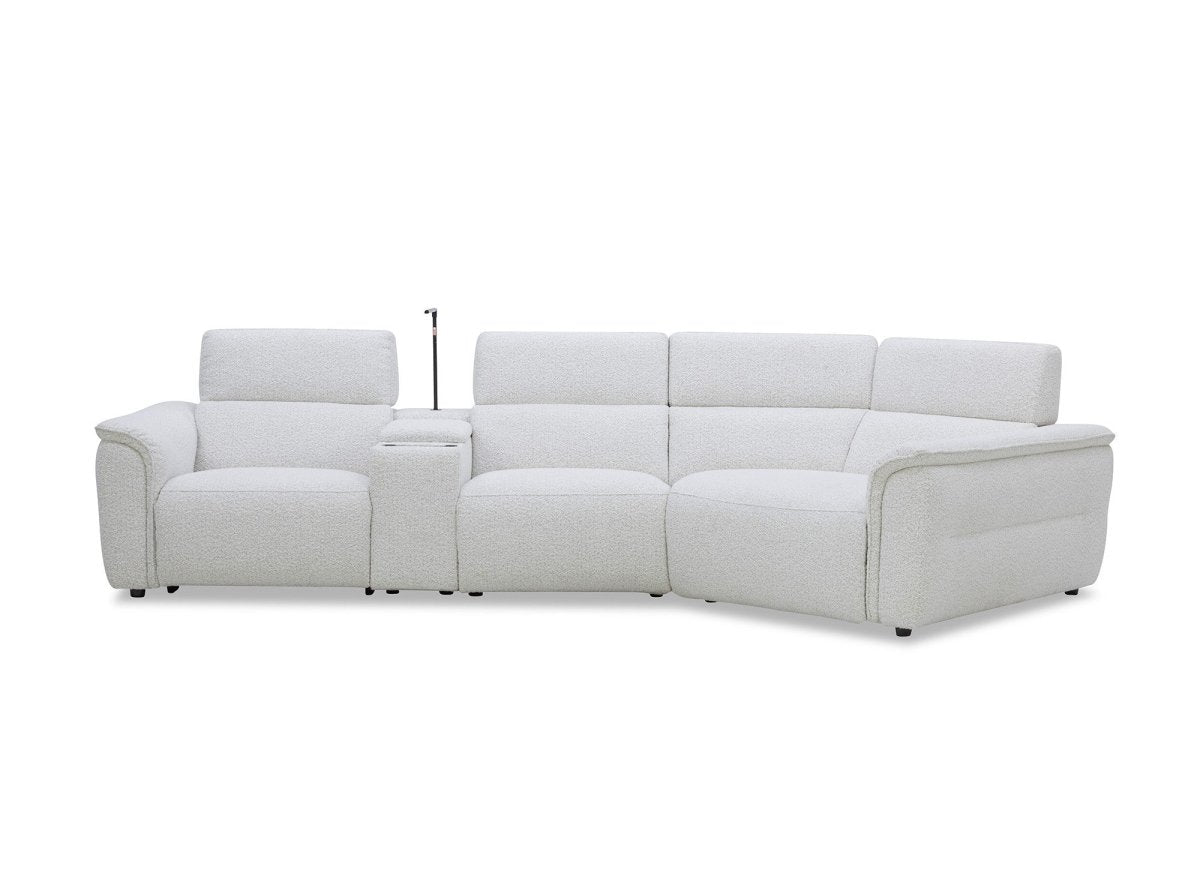 Canapé d'angle relax en tissu bouclette doux beige MARINA - Angle droit - DécoInParis