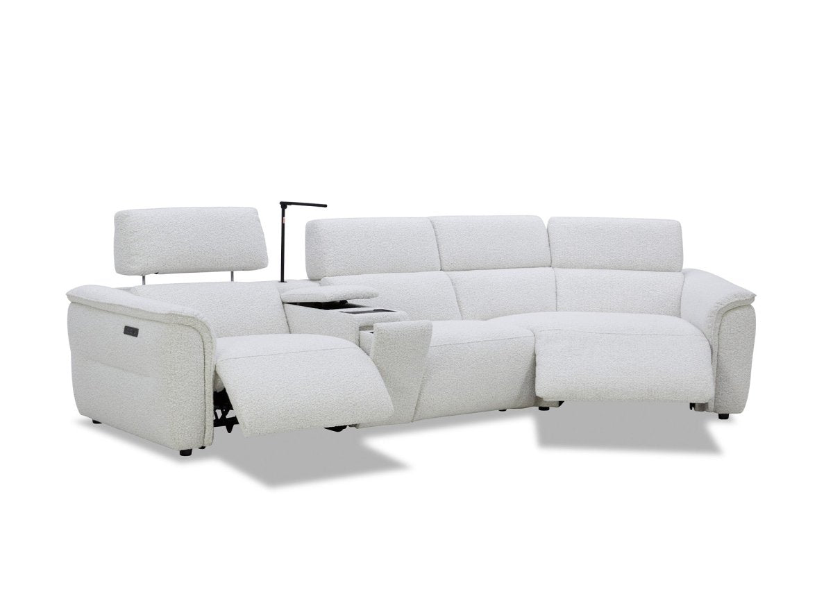 Canapé d'angle relax en tissu bouclette doux beige MARINA - Angle droit - DécoInParis