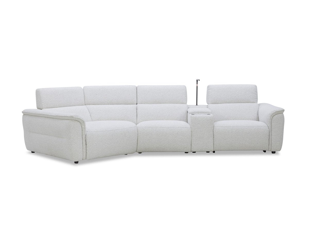 Canapé d'angle relax en tissu bouclette doux beige MARINA - Angle gauche - DécoInParis