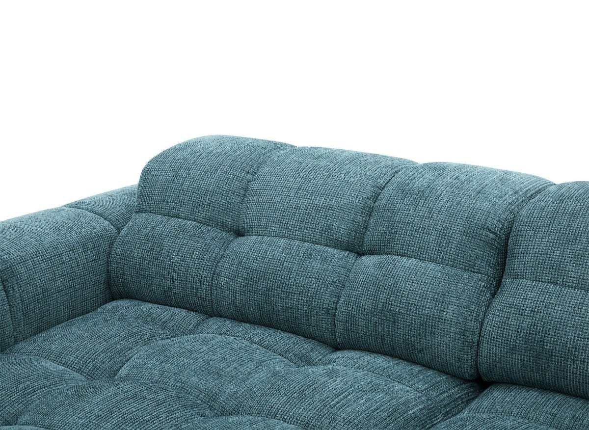 Canapé d'angle relax en velours texturé bleu FEDORA - Angle gauche - DécoInParis