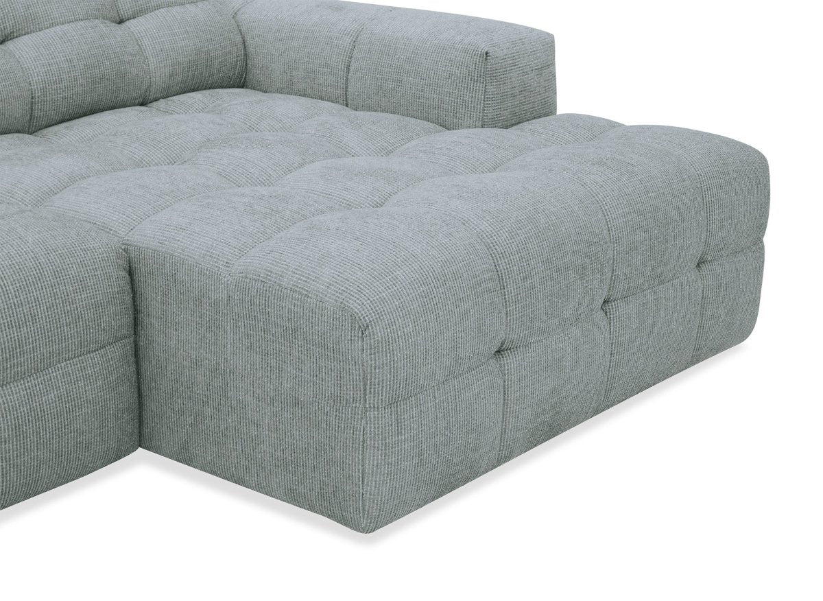 Canapé d'angle relax en velours texturé gris FEDORA - Angle droit - DécoInParis
