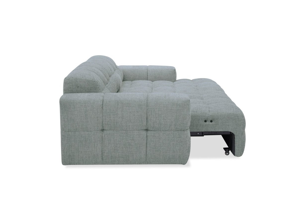 Canapé d'angle relax en velours texturé gris FEDORA - Angle droit - DécoInParis