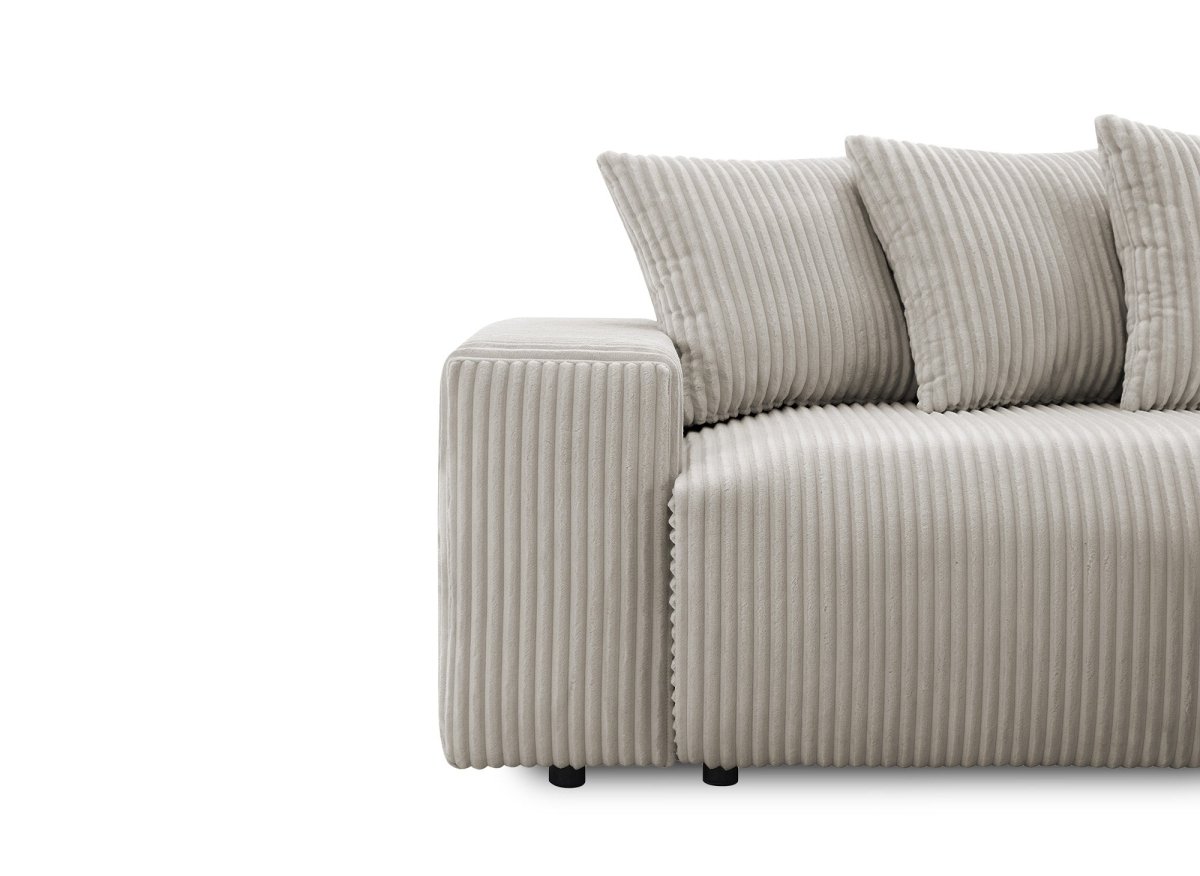 Canapé d'angle réversible convertible avec coffre en velours côtelé épais taupe NOELIA - DécoInParis