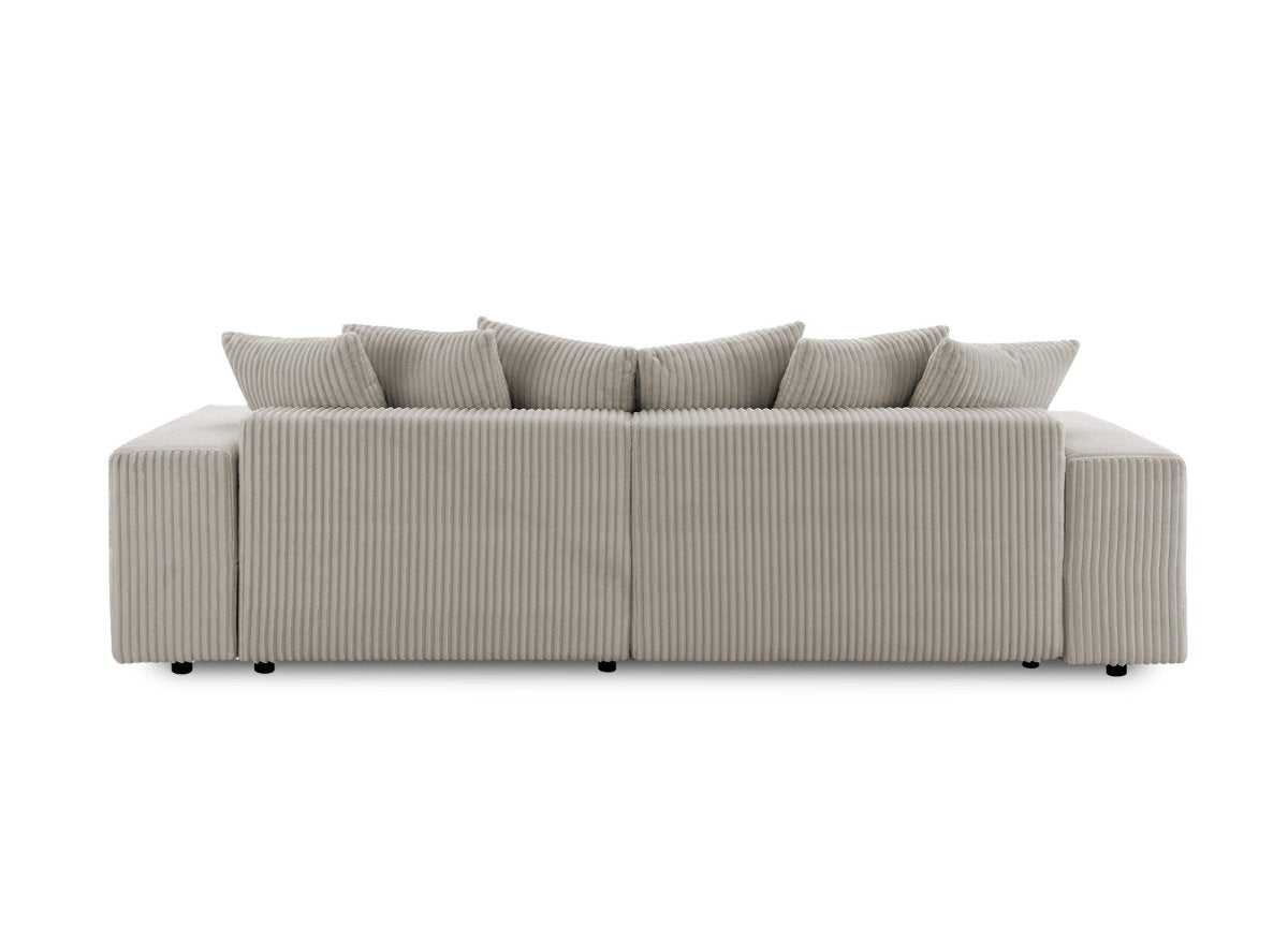 Canapé d'angle réversible convertible avec coffre en velours côtelé épais taupe NOELIA - DécoInParis