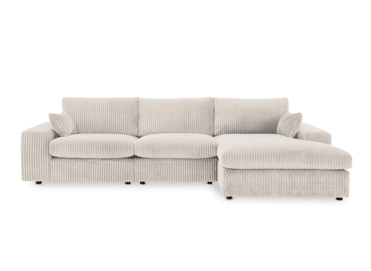 Canapé d'angle réversible en gros côtelé doux beige SIRINA - DécoInParis