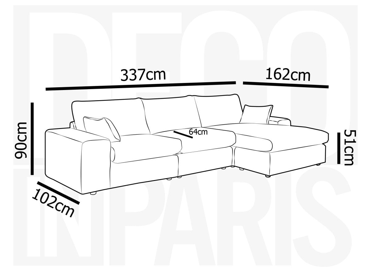 Canapé d'angle réversible en gros côtelé doux gris SIRINA - DécoInParis