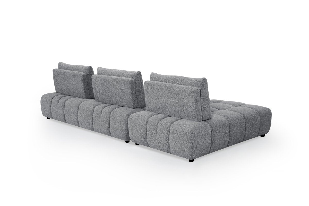 Canapé d'angle réversible en velours texturé gris ALANA - DécoInParis