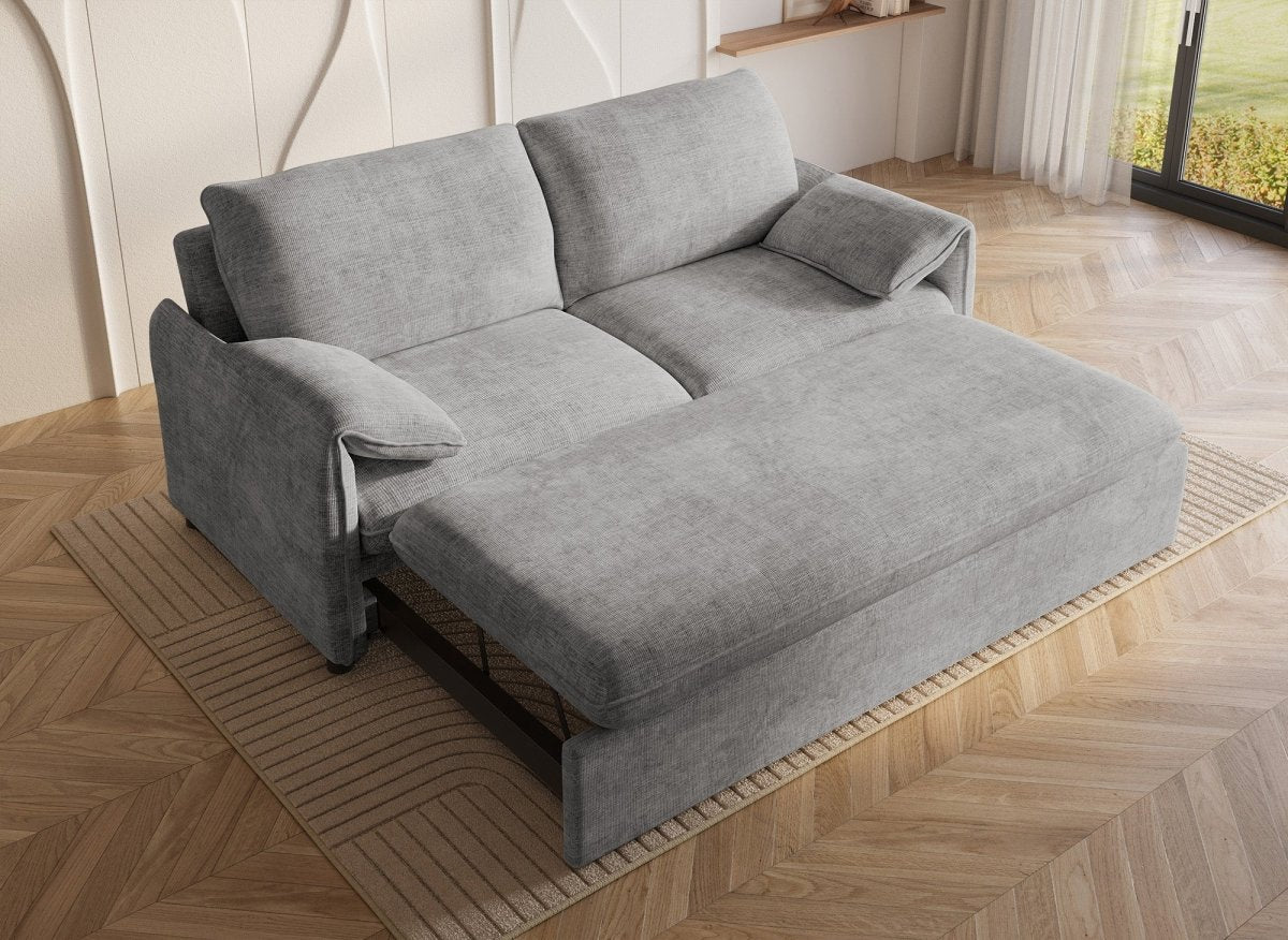 Canapé droit convertible 3 places en velours chiné gris LAMAR - DécoInParis