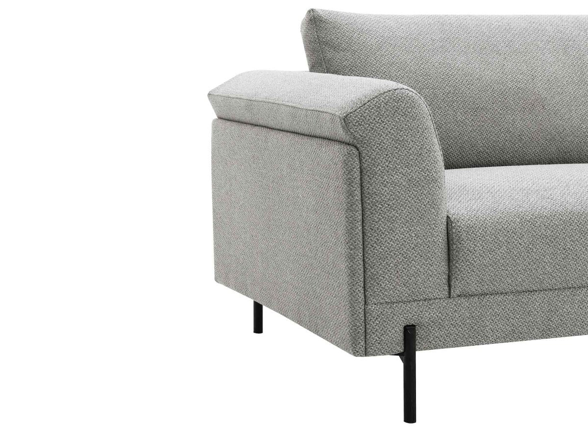 Canapé droit fixe 3 places en tissu gris clair LEIA - DécoInParis