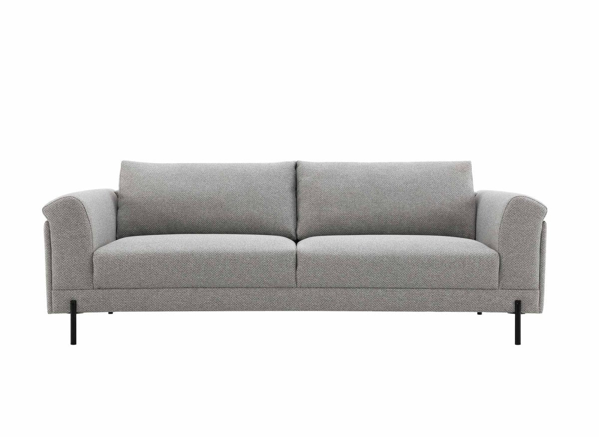 Canapé droit fixe 3 places en tissu gris clair LEIA - DécoInParis