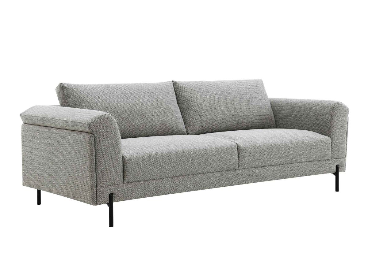Canapé droit fixe 3 places en tissu gris clair LEIA - DécoInParis