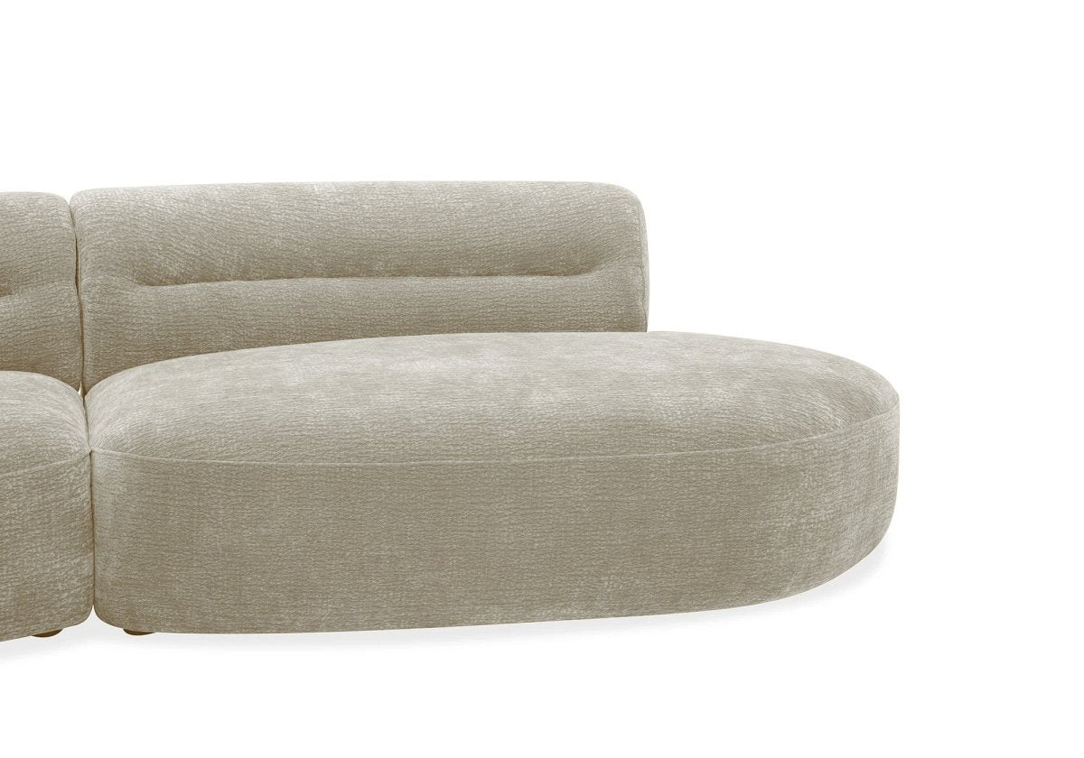 Canapé droit fixe 5 places en velours tissé beige IMENIA - DécoInParis