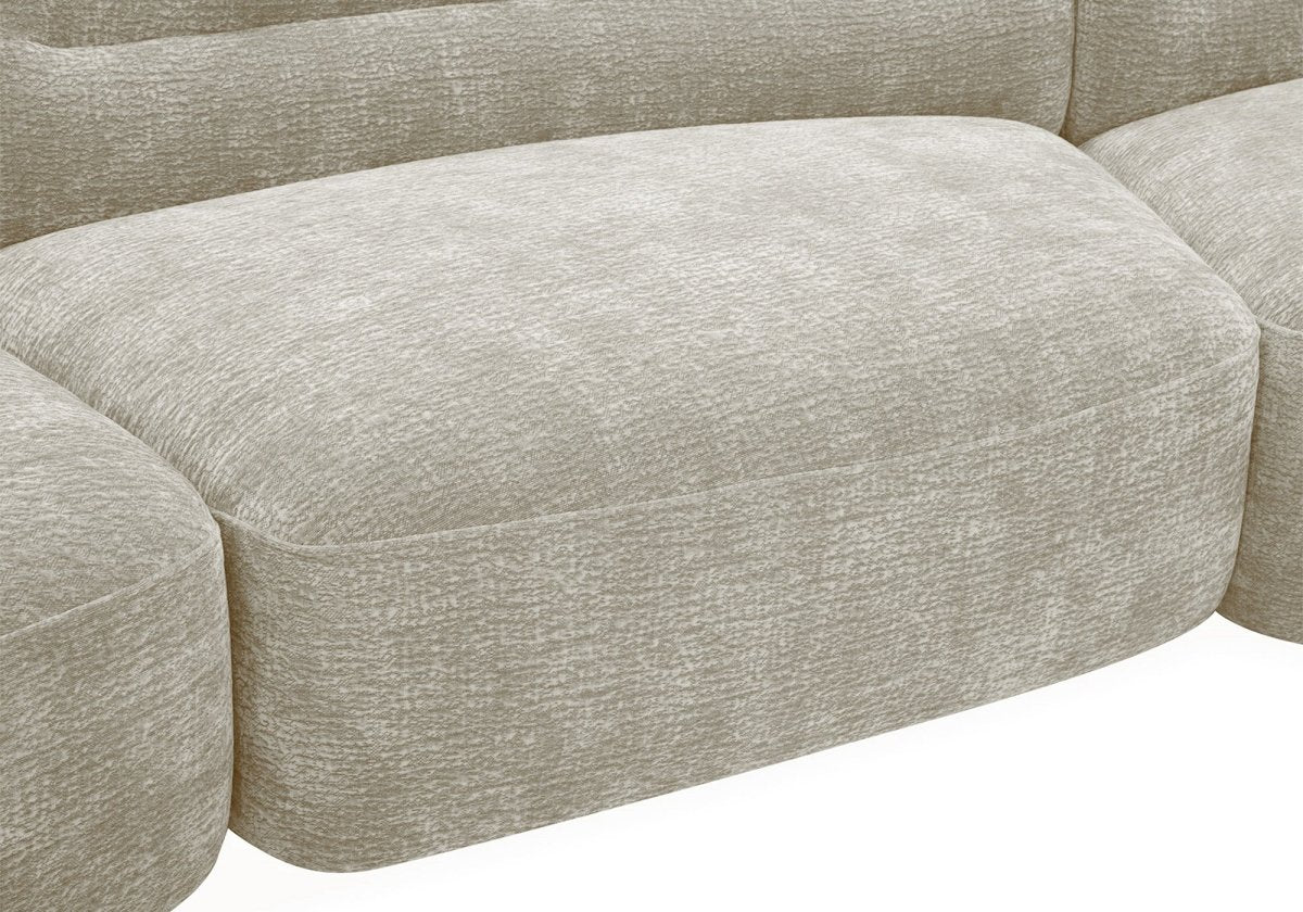 Canapé droit fixe 5 places en velours tissé beige IMENIA - DécoInParis