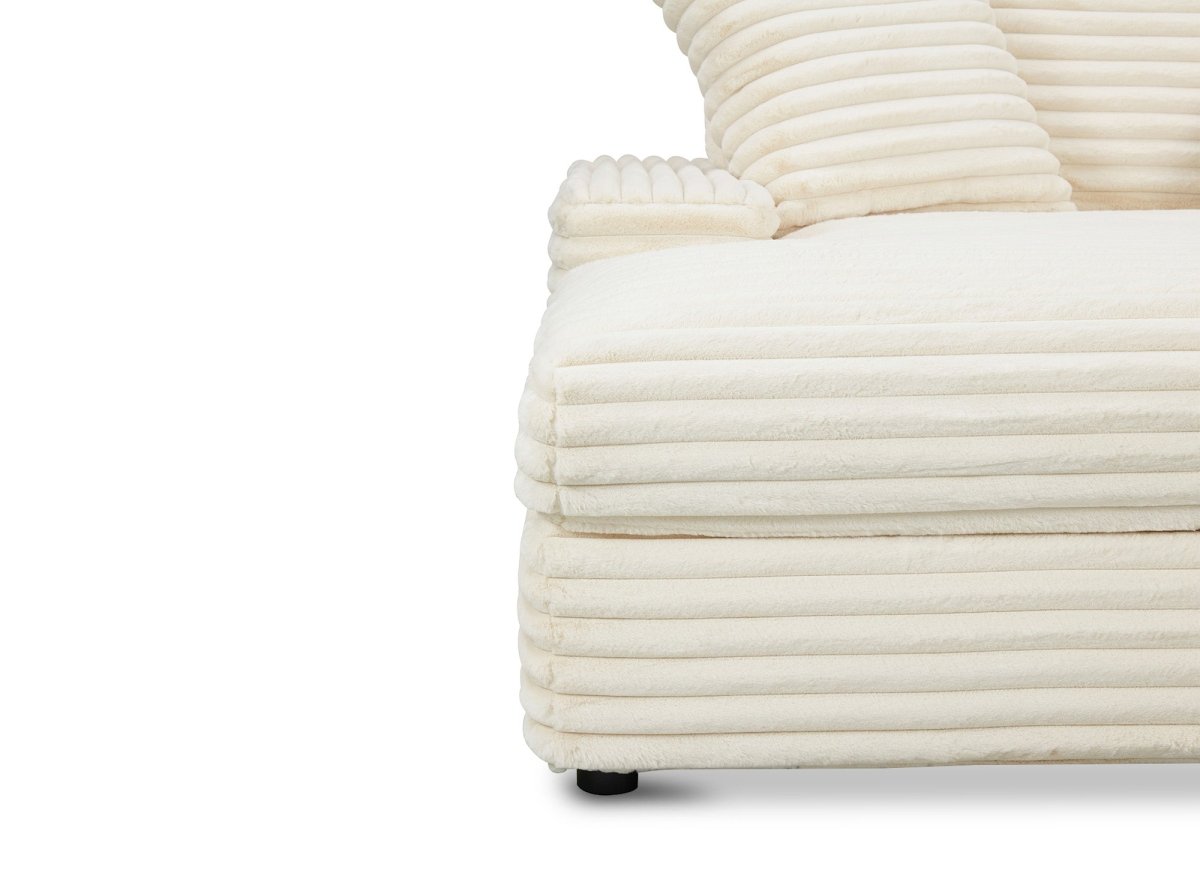 Canapé droit méridienne 1 place en gros côtelé doux beige DAHO - DécoInParis