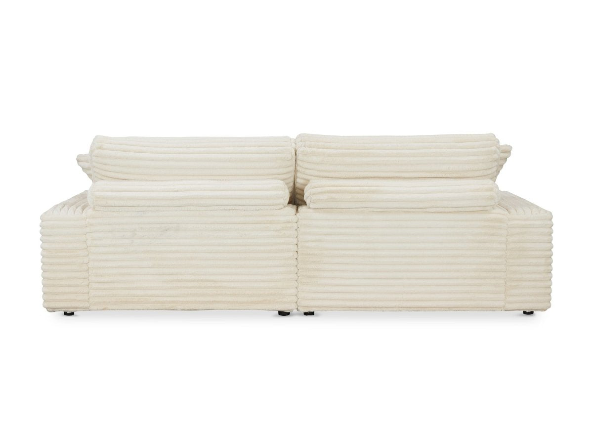 Canapé droit méridienne 2 places en gros côtelé doux beige DAHO - DécoInParis