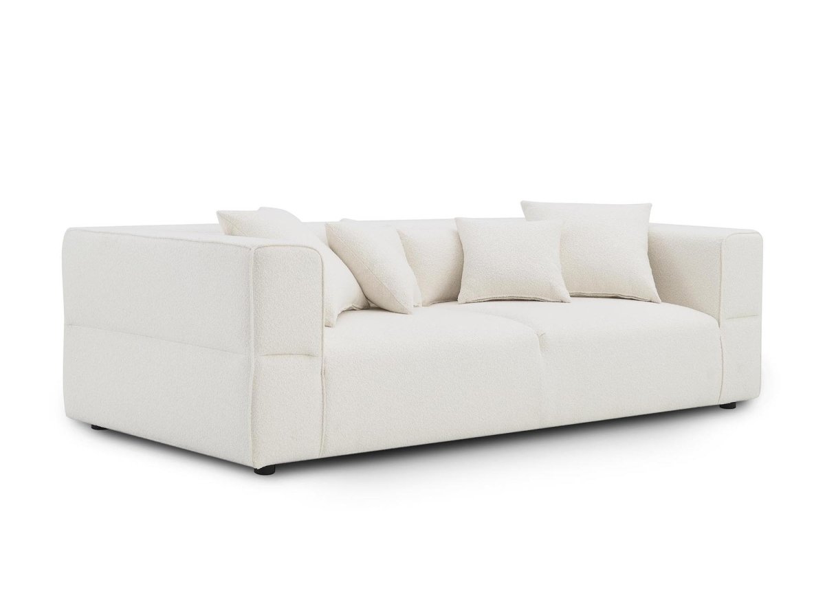 Canapé fixe 3 places effet peau de mouton beige EVELYNE - DécoInParis