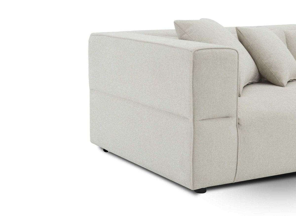 Canapé fixe 3 places en tissu beige EVELYNE - DécoInParis