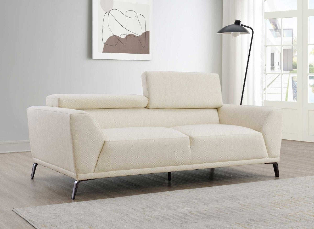 Canapé fixe 3 places en tissu beige KALISTA - DécoInParis