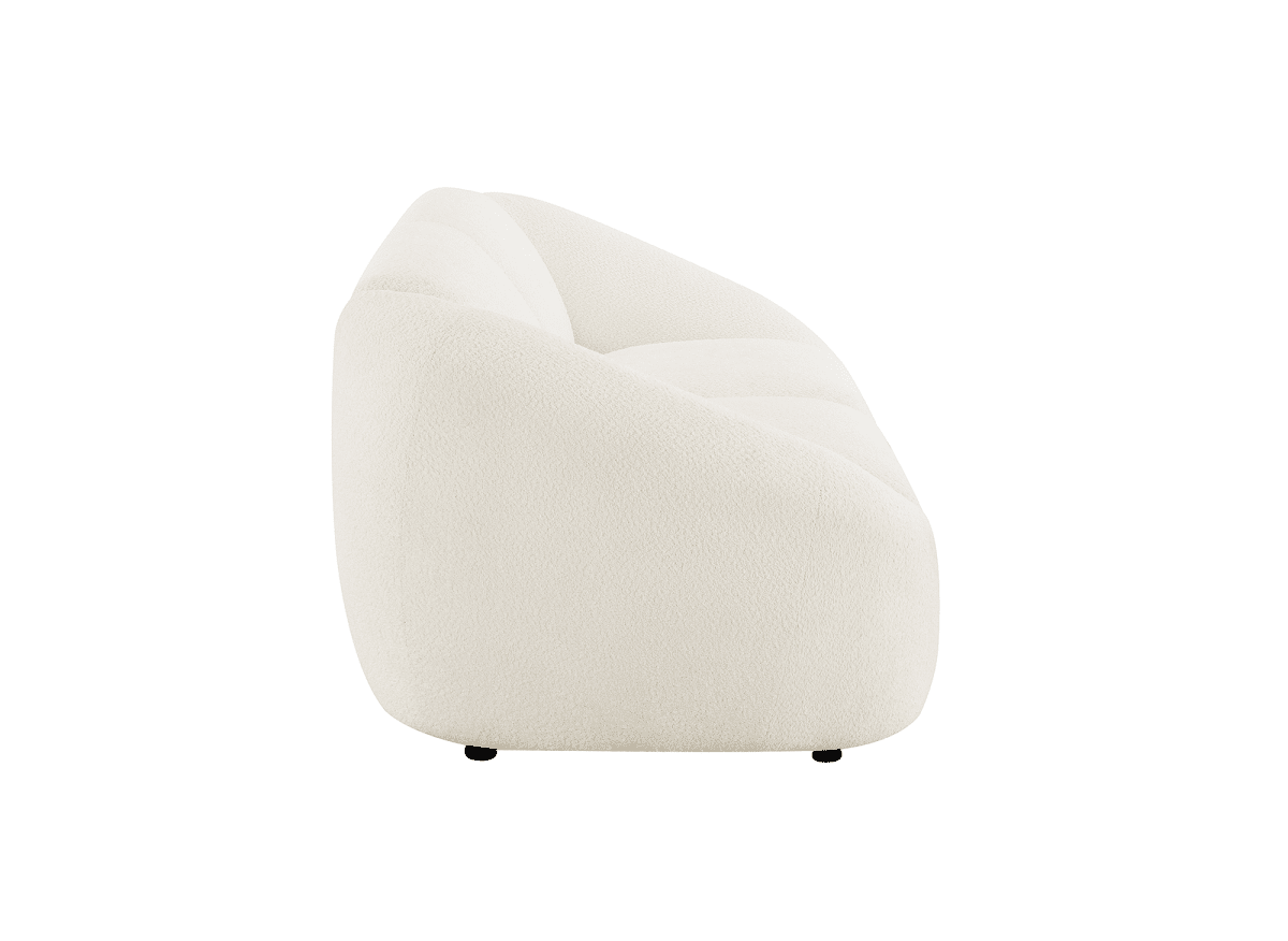 Canapé fixe 3 places en tissu bouclette blanc écru NYLA - DécoInParis