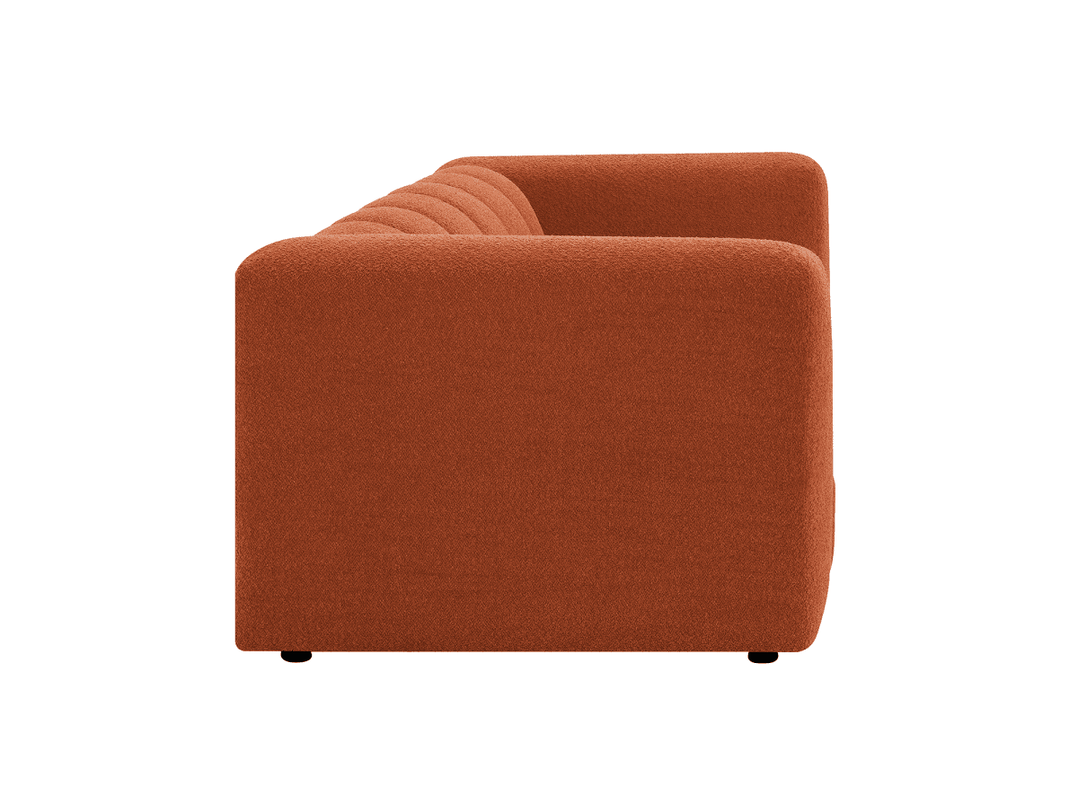 Canapé fixe 3 places en tissu bouclette terracotta AELIS - DécoInParis