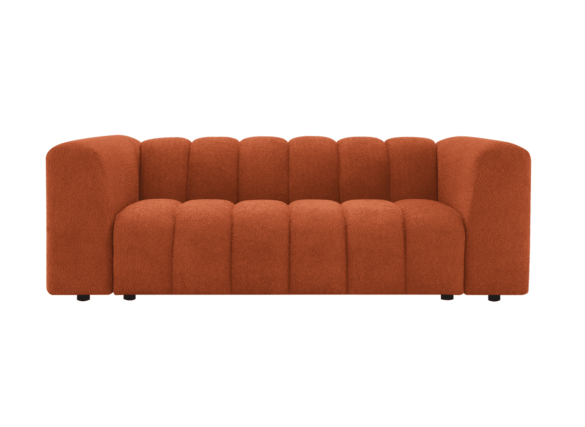 Canapé fixe 3 places en tissu bouclette terracotta AELIS - DécoInParis
