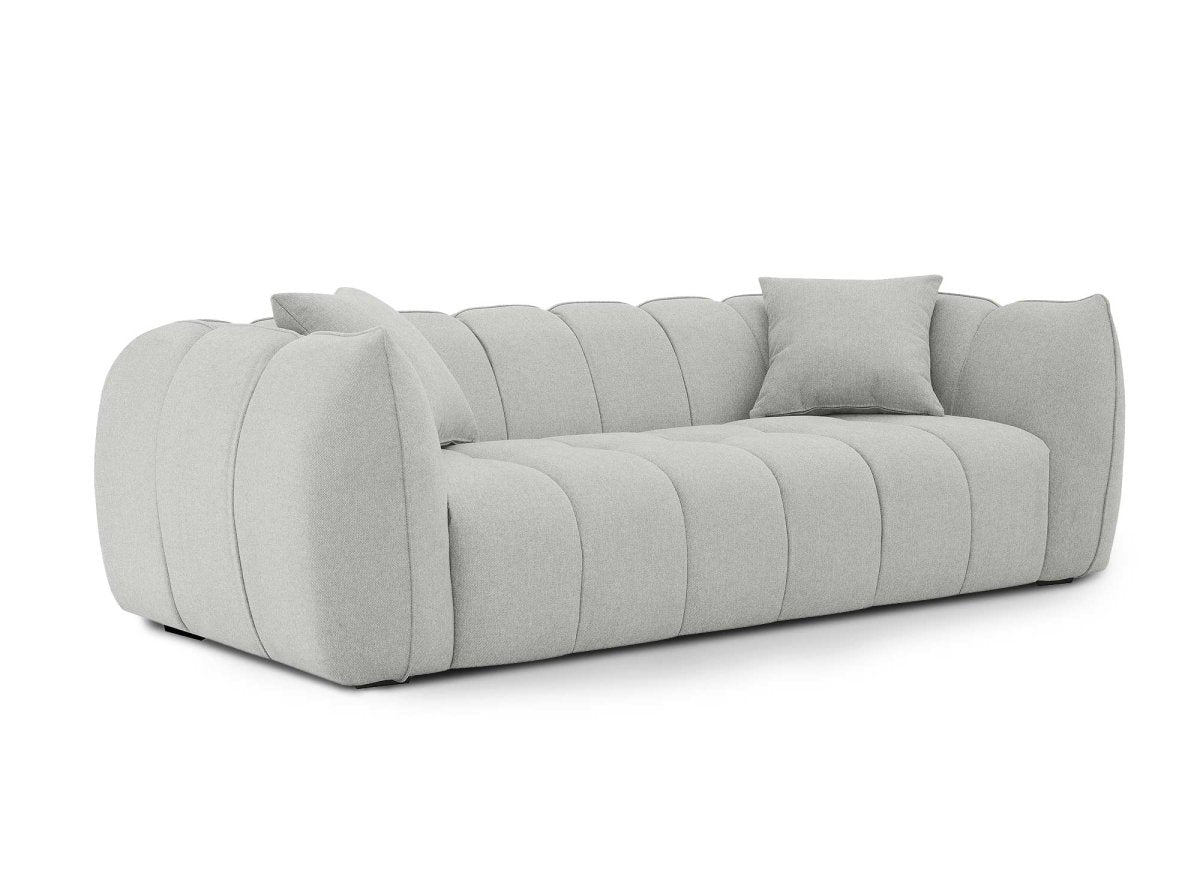 Canapé fixe 3 places en tissu gris ALISSA - DécoInParis