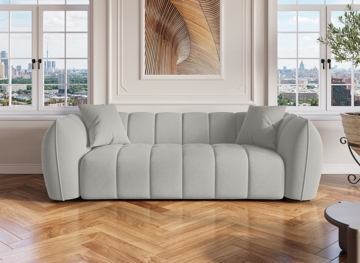 Canapé fixe 3 places en tissu gris ALISSA - DécoInParis