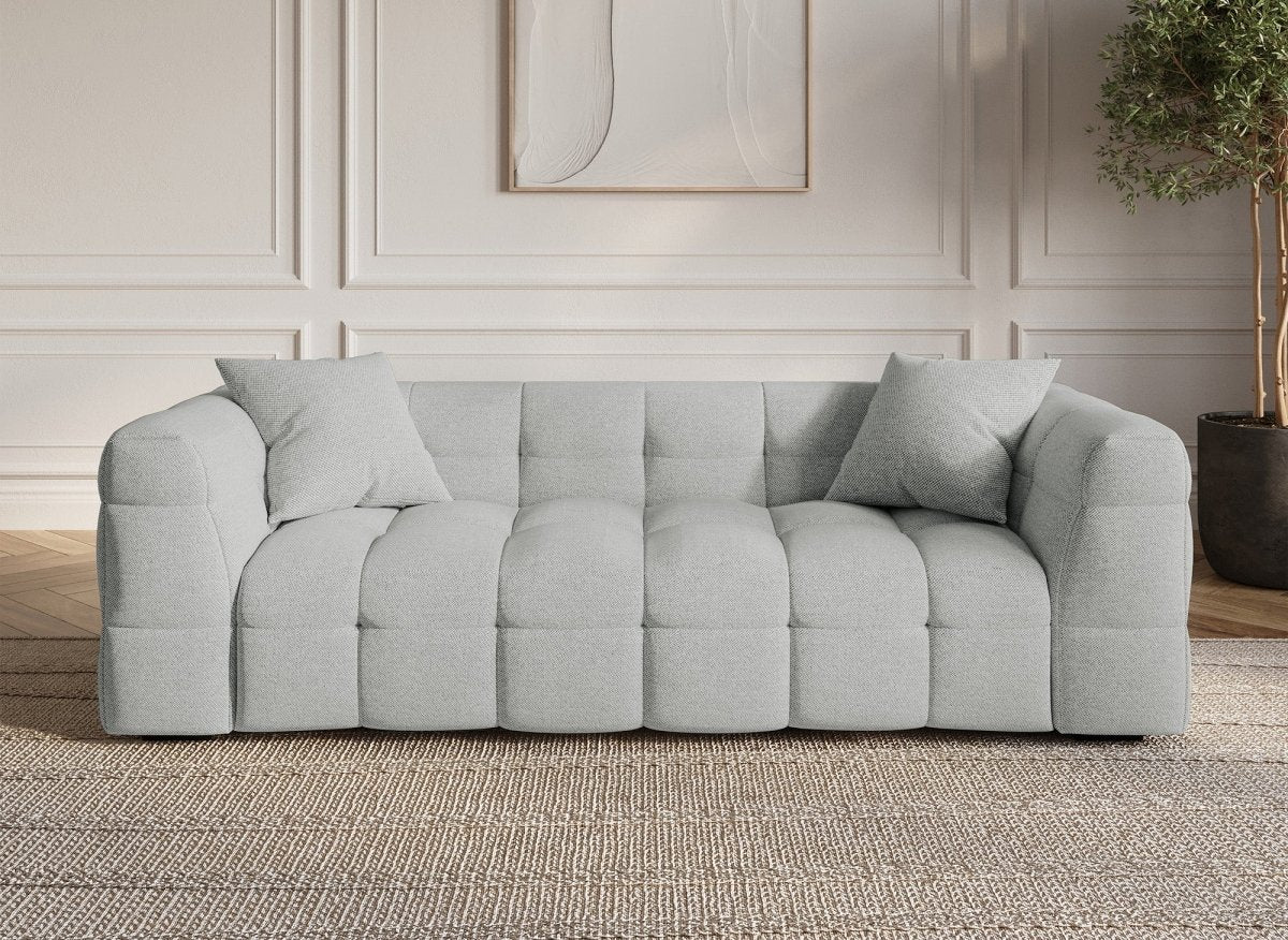 Canapé fixe 3 places en tissu gris BELLA - DécoInParis