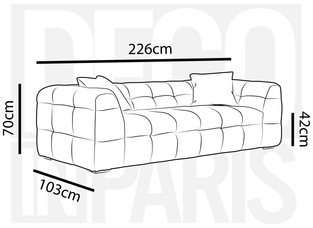 Canapé fixe 3 places en tissu taupe BELLA - DécoInParis