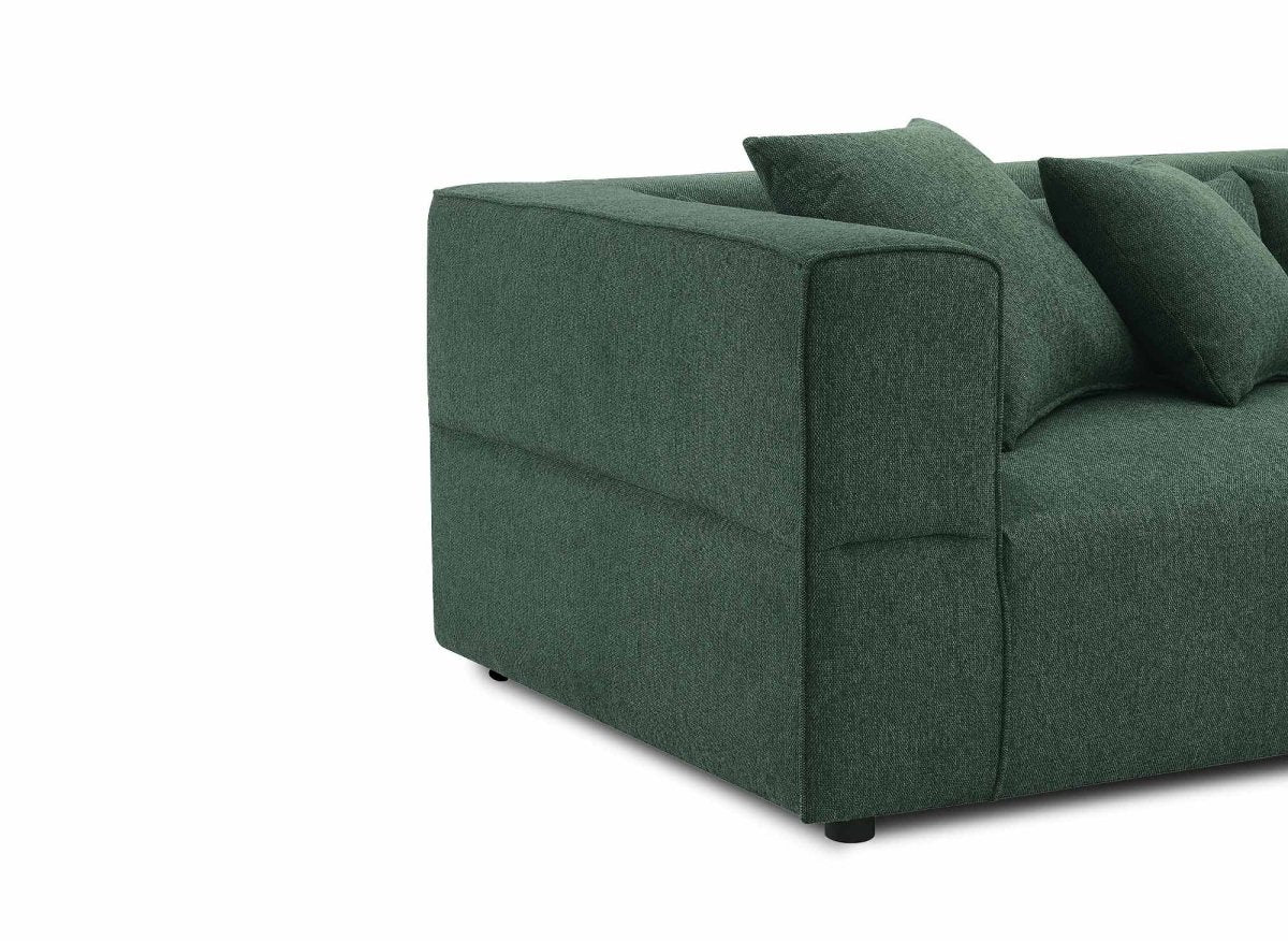 Canapé fixe 3 places en tissu vert EVELYNE - DécoInParis