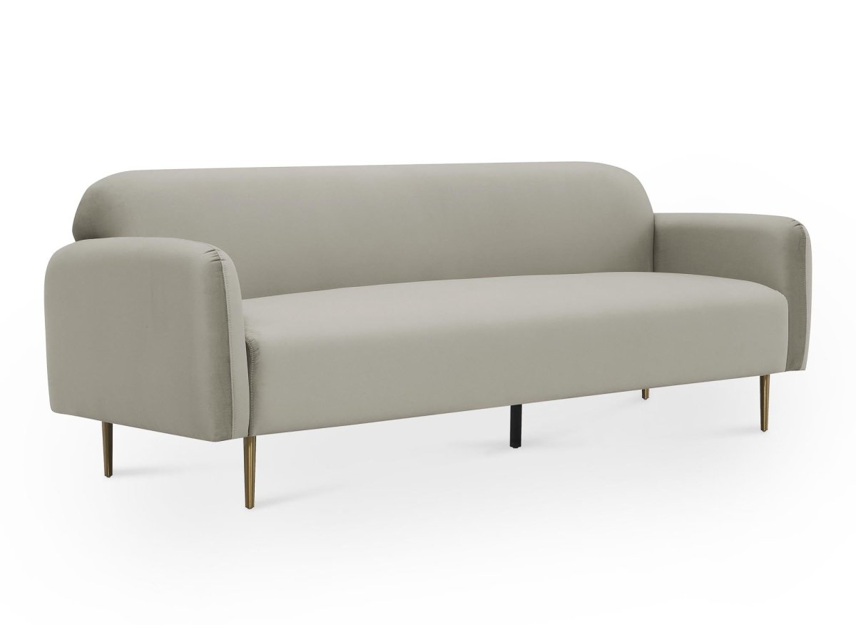 Canapé fixe 3 places en velours beige MARILYNE - DécoInParis