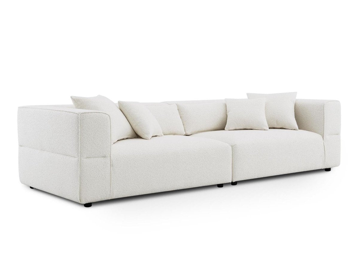 Canapé fixe 4 places effet peau de mouton beige EVELYNE - DécoInParis