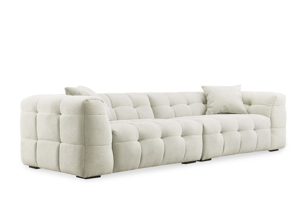 Canapé fixe 4 places en tissu beige BELLA - DécoInParis