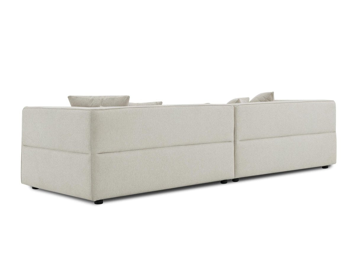 Canapé fixe 4 places en tissu beige EVELYNE - DécoInParis