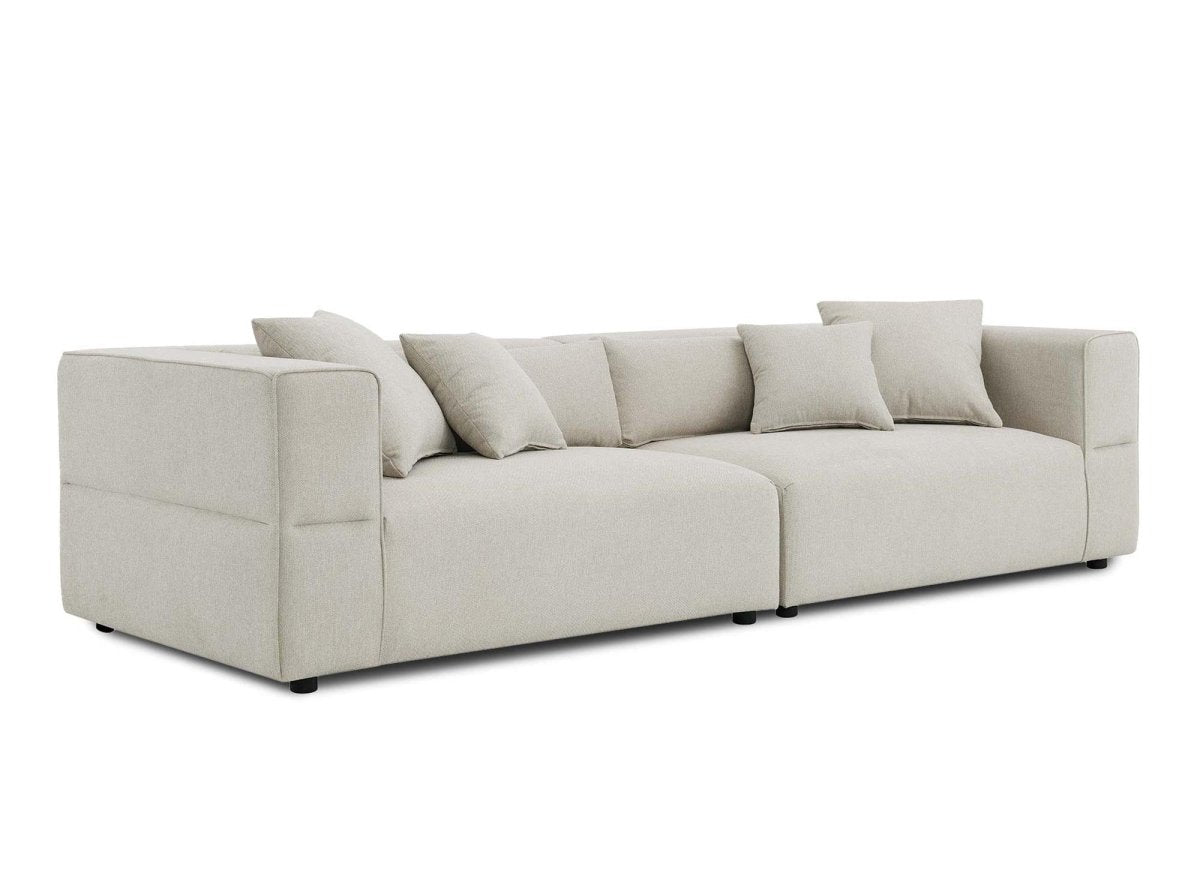 Canapé fixe 4 places en tissu beige EVELYNE - DécoInParis