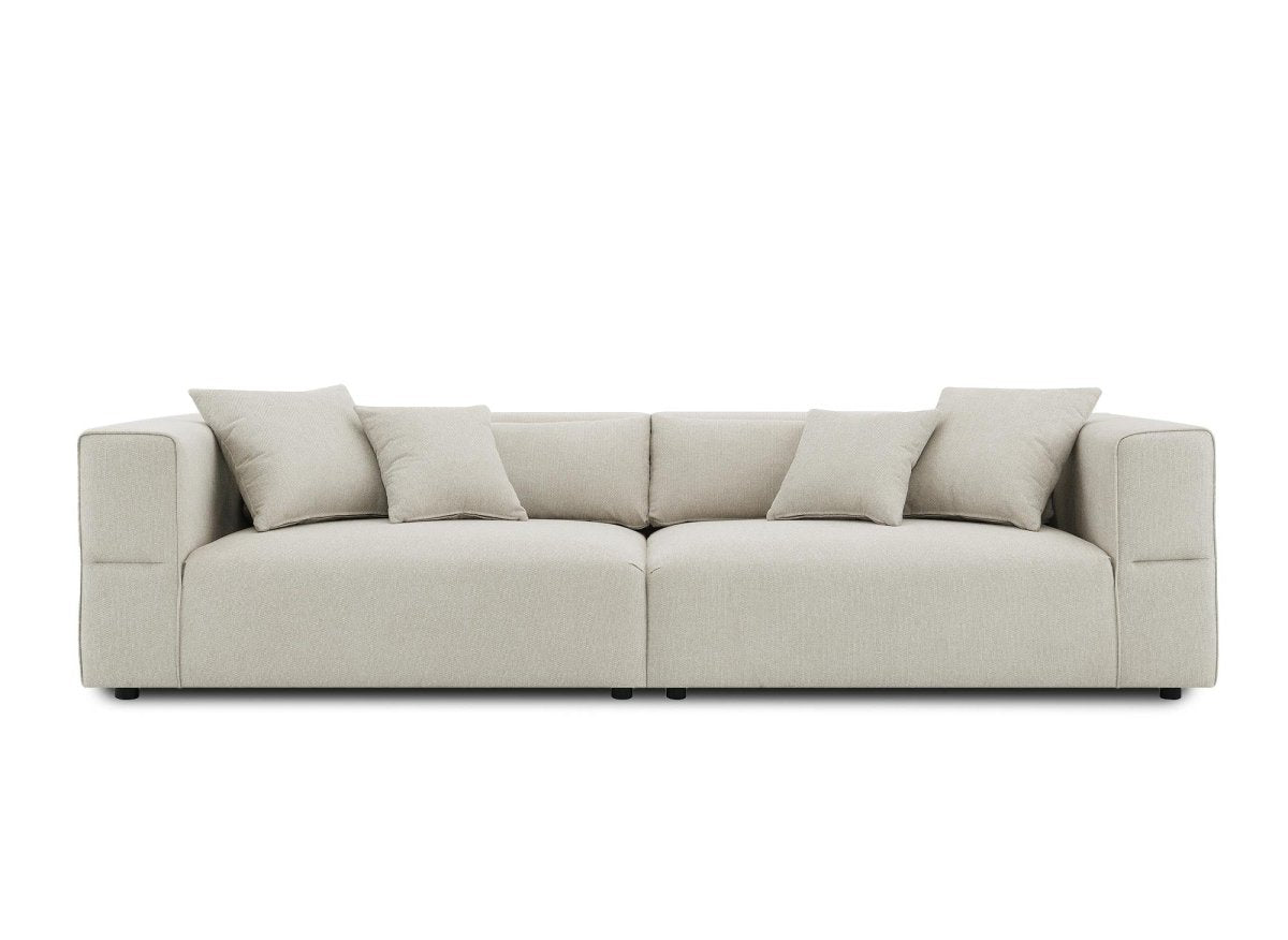 Canapé fixe 4 places en tissu beige EVELYNE - DécoInParis
