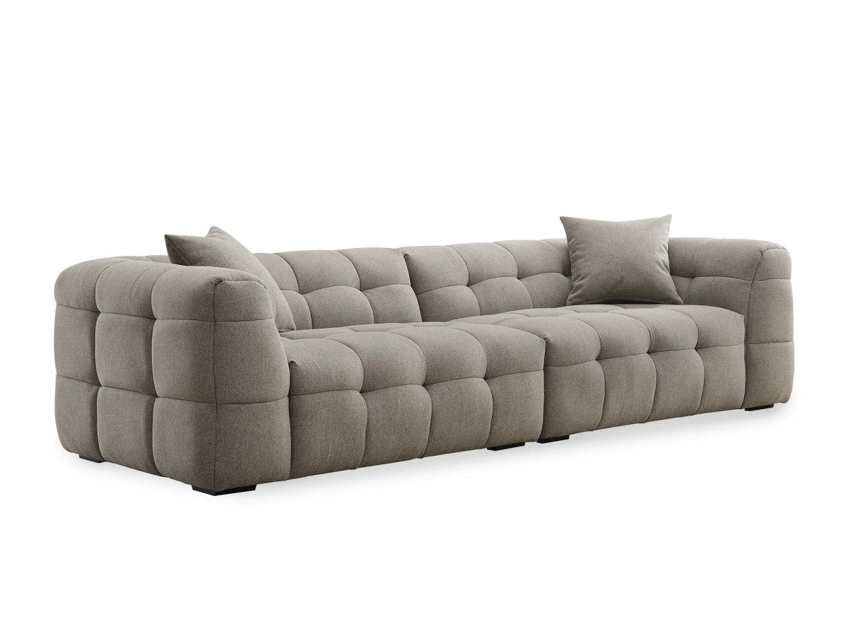 Canapé fixe 4 places en tissu taupe BELLA - DécoInParis