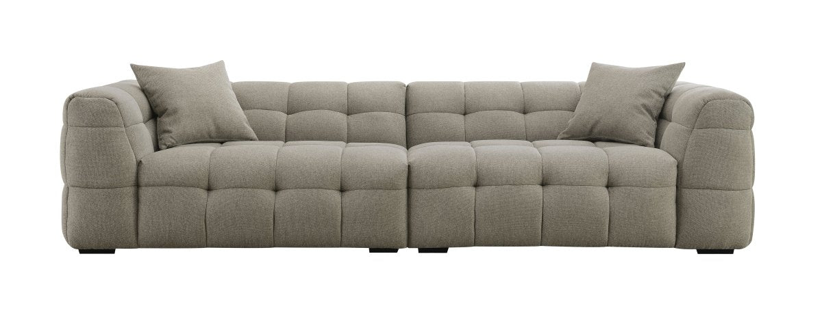 Canapé fixe 4 places en tissu taupe BELLA - DécoInParis