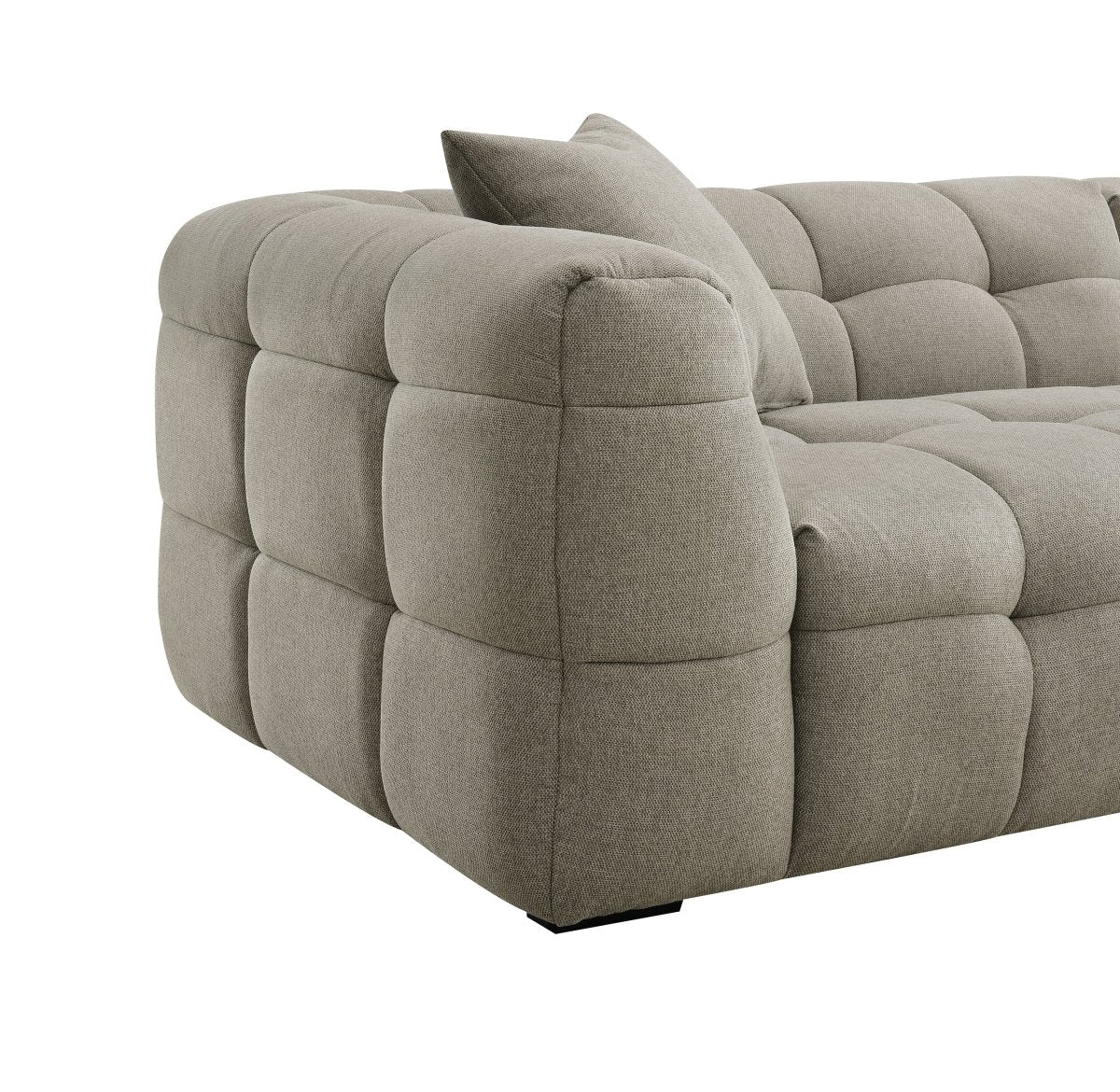 Canapé fixe 4 places en tissu taupe BELLA - DécoInParis