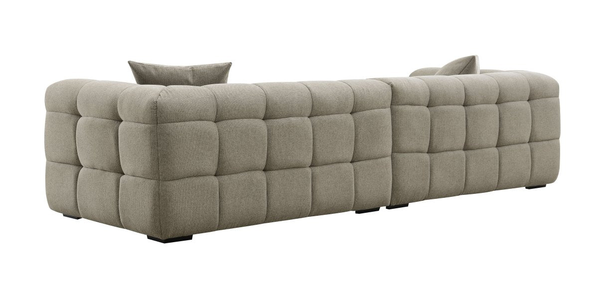 Canapé fixe 4 places en tissu taupe BELLA - DécoInParis
