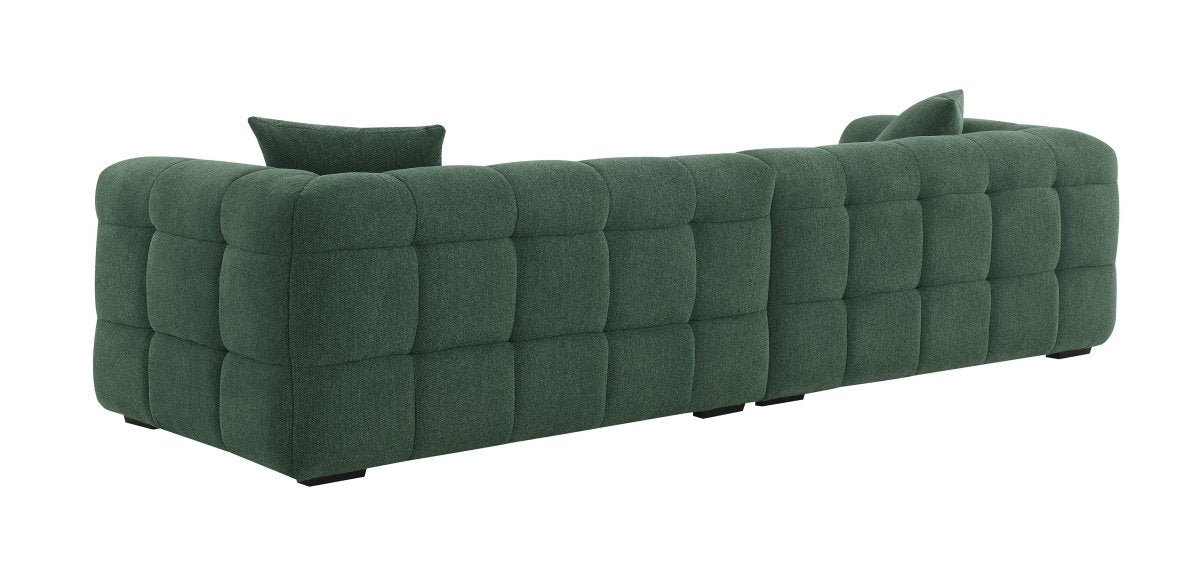 Canapé fixe 4 places en tissu vert BELLA - DécoInParis