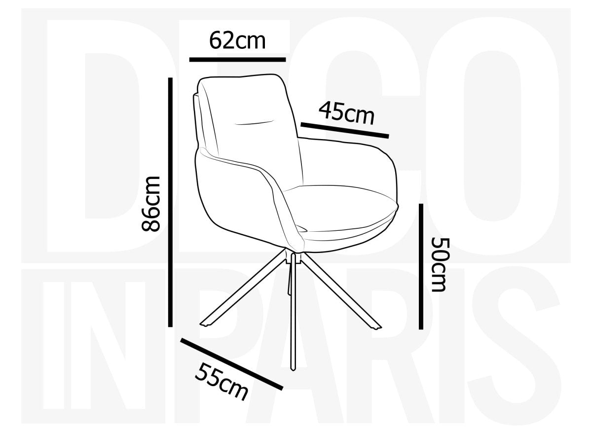 Chaise design avec accoudoirs en velours côtelé blanc écru LOLA - DécoInParis