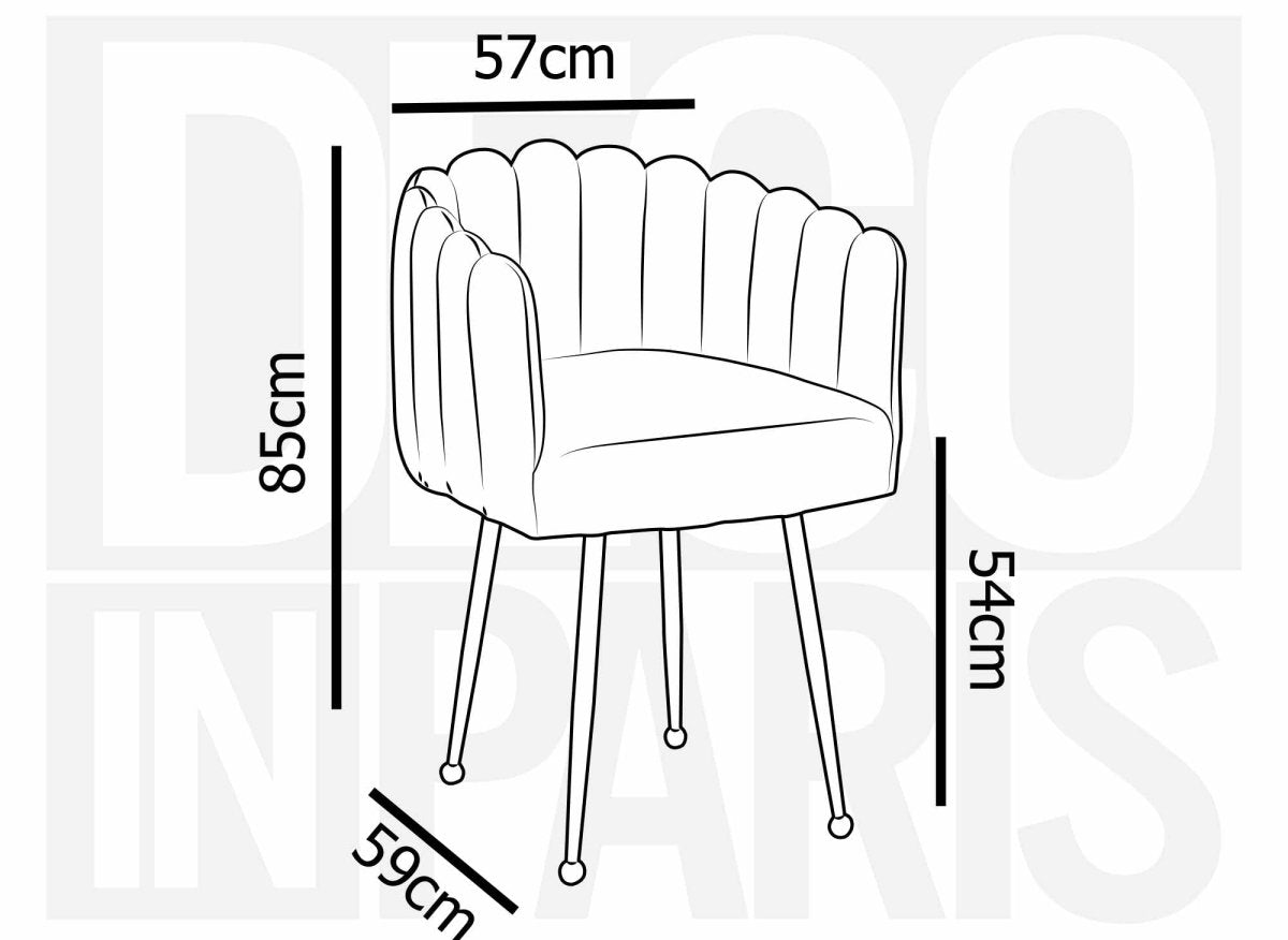 Chaise en velours gris pieds en métal doré HAYDEN - DécoInParis