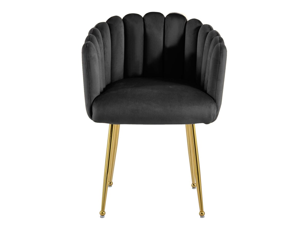 Chaise en velours noir pieds en métal doré HAYDEN - DécoInParis