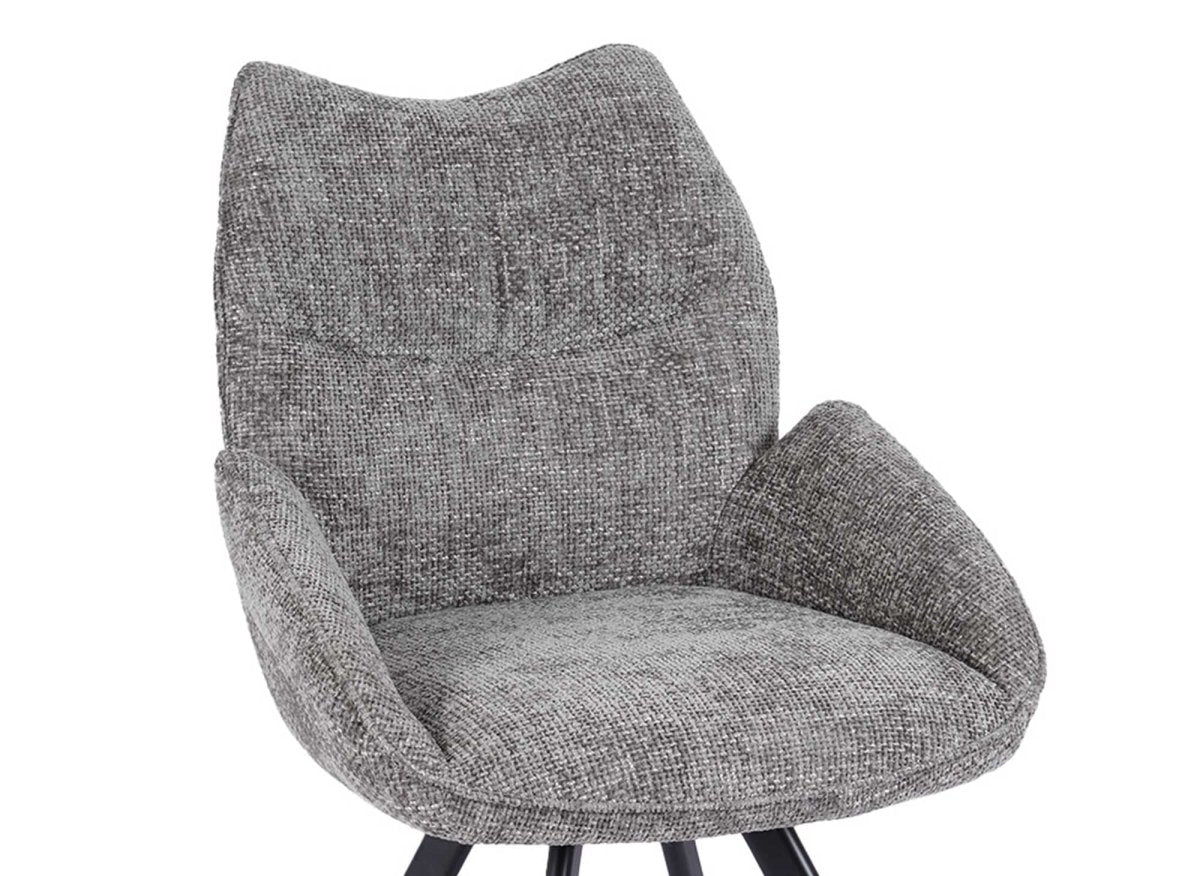 Chaise pivotante avec accoudoirs en tissu gris TALIA - DécoInParis