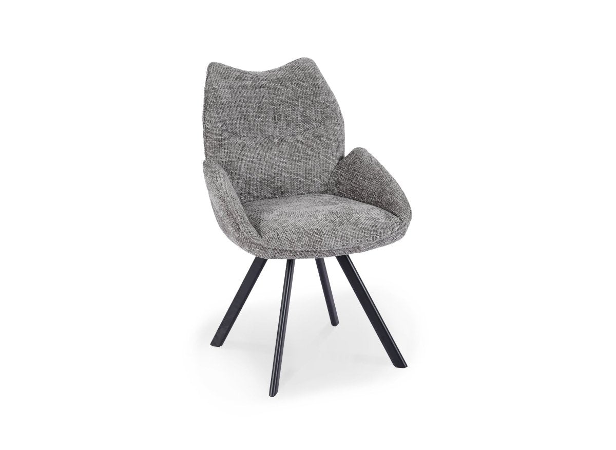 Chaise pivotante avec accoudoirs en tissu gris TALIA - DécoInParis